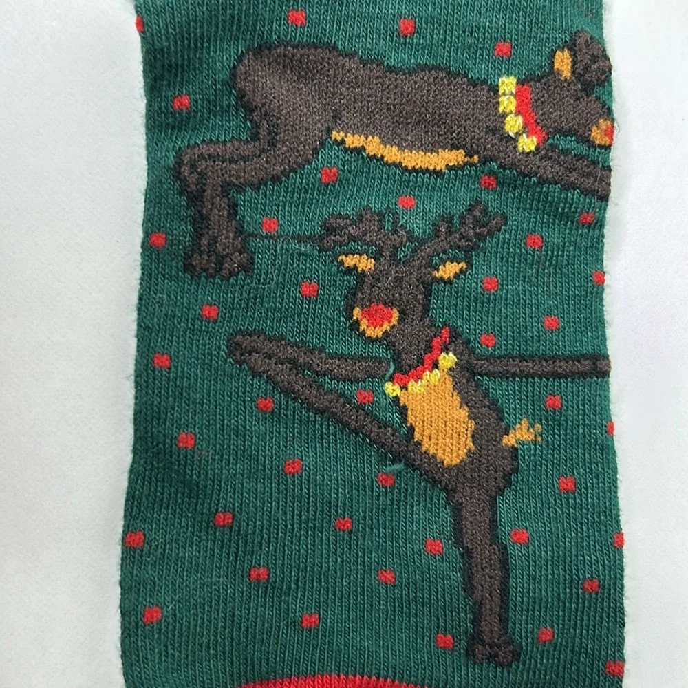 YOGA‎ Reindeer NAMA-SLEIGH Holiday Christmas Crew Funny Socks Women’s NWT